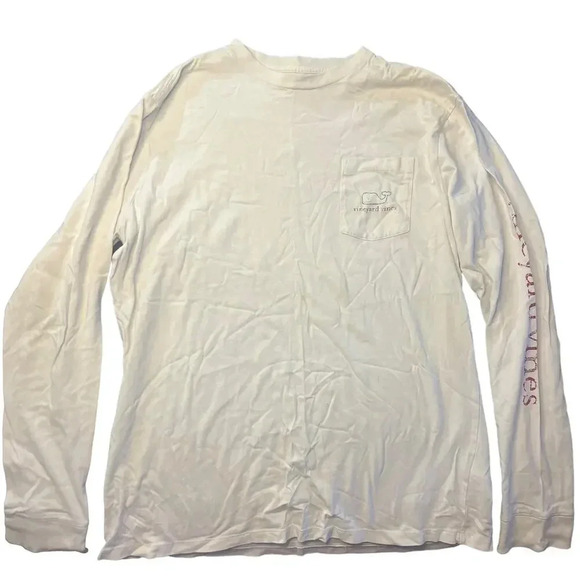 Vineyard Vines Kids XL Long Sleeve White/Red/Green Pocket Tee Crewneck‎ T-Shirt - Picture 1 of 5